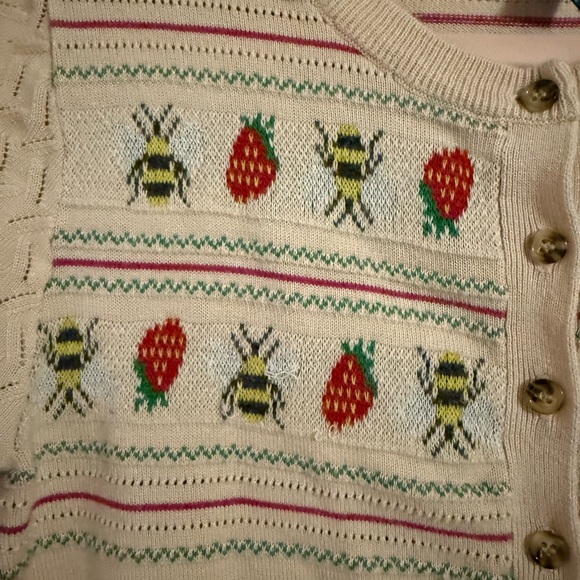 Modcloth Bee & Strawberry Light Pink Cardigan | Size M - Picture 2 of 6